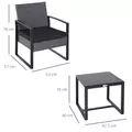Outsunny 2 Seater Rattan Patio Set W/ Cushions-Grey/Black - 3