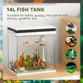 PawHut 14L Glass Fish Tank With Filter System, LED Lights, Water Pump, White - 5