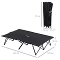 Outsunny Double Camping Cot Bed, with Bag - Black - 3