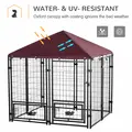 PawHut Outdoor Dog Kennel with Rotating Bowl Holders, Water and UV-Resistant Cover, for Medium, Small Dogs, Red - 4