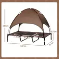 PawHut Raised Dog Bed Waterproof Elevated Pet Cot with Breathable Mesh UV Protection Canopy Brown, for XL Dogs, 122 x 92 x 108cm - 3