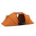 Outsunny 4-6 Man Camping Tent with Living Area and 2 Bedrooms, Hiking Sun Shelter, UV Protection Tunnel Tent, Orange - 1