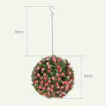 HOMCOM Set of 2 Decorative Artificial Plants, UV-protected Artificial Plant Topiary Rose Balls, Fake Plants for Home Indoor outdoor Decor, 28cm, Pink - 3