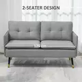 HOMCOM Modern Two Seater Sofa, Button Tufted Loveseat with Cushions and Steel Legs for Living Room, Guest Room, Grey - 6