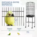 PawHut Bird Cage Budgie Cages for Finch Canary Parakeet with Stand Wheels Slide-out Tray Accessories Storage Shelf, Black 46.5 x 36 x 157 cm - 6