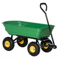 Outsunny 75 Litre Large Garden Cart, Tipping Wheelbarrows Heavy Duty Garden Dump Trolley 200kg Capacity for Festivals, Tools, Plants, Logs - Green - 1