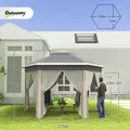 Outsunny Hexagon Pop Up Gazebo Outdoor Patio Gazebo Double Roof Instant Shelter with Netting, 3 x 4m, Khaki - 3