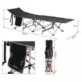 Outsunny Single Person Camping Bed Folding Cot Outdoor Patio Portable Military Sleeping Bed Travel Guest Leisure Fishing with Side Pocket and Carry Bag - Black - 3