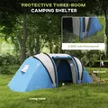 Outsunny Two-Man Tent, with Bedrooms, Living Room and Canopy - Blue - 4
