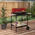 Outsunny Charcoal BBQ, with Five Position Grill Grate - Red - 2