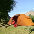 Outsunny 4-6 Man Camping Tent with Living Area and 2 Bedrooms, Hiking Sun Shelter, UV Protection Tunnel Tent, Orange - 2