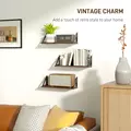 HOMCOM Set of 3 Wall Shelves, 43cm Vintage Wall Mounted Floating Shelves for Living Room, Entryway, Bedroom, Rustic Brown - 6