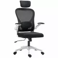 HOMCOM Executive Office Chair, Ergonomic Mesh High Back Desk Chair with Flip-up Armrest, Rotatable Headrest, Adjustable Lumbar Support for Home Study, Black - 1