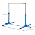 HOMCOM Height Adjustable Gymnastics Horizontal Bar for Kids, Children Junior Kip High Bar Fitness, Blue - 3