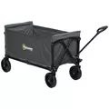 Outsunny 120L Festival Trolley on Wheels, Folding & Compact Camping Trolley Cart with Adjustable Handle for Garden, Beach, Fishing, Grey - 1