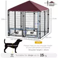 PawHut Outdoor Dog Kennel with Rotating Bowl Holders, Water and UV-Resistant Cover, for Medium, Small Dogs, Red - 3