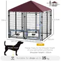 PawHut Outdoor Dog Kennel with Rotating Bowl Holders, Water and UV-Resistant Cover, for Medium, Small Dogs, Red - 3