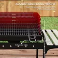 Outsunny Charcoal BBQ, with Five Position Grill Grate - Red - 5