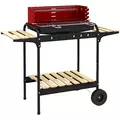 Outsunny Charcoal BBQ, with Five Position Grill Grate - Red - 1