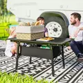 Outsunny Folding Camping Table, 90 x 55 cm Height Adjustable Portable Collapsible Table, 3ft Lightweight Aluminium Rollup Picnic Table with Storage Basket for Outdoor Garden Party BBQ, Black - 2