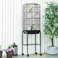 PawHut Bird Cage Budgie Cages for Finch Canary Parakeet with Stand Wheels Slide-out Tray Accessories Storage Shelf, Black 46.5 x 36 x 157 cm - 2