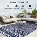 Outsunny Reversible Outdoor Rug with Carry Bag, Waterproof Plastic Straw Mat for Garden, Deck, RV, Picnic, Beach, Camping, 182 x 274cm, Dark Blue and White - 6