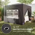 Outsunny 3 x 3m Pop-Up Gazebo Shelter, with Accessories - Black - 6