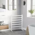 HOMCOM Electric Towel Warmer, 6 Bar Aluminum Heated Towel Rail, Wall Mounted & Free Standing Towel Drying Rack for Bathroom, Plug-in, Silver - 2