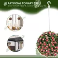 HOMCOM Set of 2 Decorative Artificial Plants, UV-protected Artificial Plant Topiary Rose Balls, Fake Plants for Home Indoor outdoor Decor, 28cm, Pink - 4