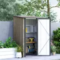 Outsunny 5ft x 3ft Metal Garden Storage Shed, Outdoor Tool Shed with Sloped Roof, Lockable Door for Tools, Equipment, Light Grey - 7