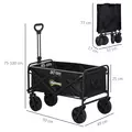Outsunny Folding Steel Frame Garden Storage Cart, with Wheels and Handle - Black - 3