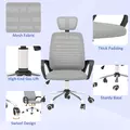 Vinsetto Ergonomic Office Chair, Mesh Desk Chair with Rotatable Headrest, Lumbar Back Support, Armrest, Grey - 7