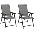 Outsunny Set of Two Folding Outdoor Chairs - Black/Grey - 1