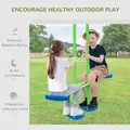 Outsunny Metal Garden Swing Set Height Adjustable Children Outdoor Backyard Play Set for Toddlers Over 3 Years Old, Green - 4
