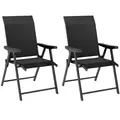Outsunny Set of Two Folding Outdoor Chairs - Black - 1