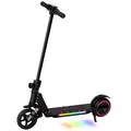 SPORTNOW Folding Electric Scooter for Kids, with Dual Brakes, Front Suspension, LED Colourful Lights, Black - 1