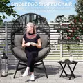 Outsunny Rattan Egg Chair, Oversized Freestanding Garden Egg Chair with Thick Tufted Cushion, Headrest, Steel Frame for Indoor and Outdoor Use, Charcoal Grey - 5
