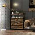 HOMCOM Rustic Chest of Seven Fabric Drawers - Rustic Brown - 9