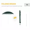 Outsunny 2m UV Protection Fishing Beach Umbrella Brolly Shelter w/ Side Panel Tent Green - 5