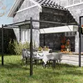 Outsunny 3 x 3(m) Metal Pergola with Retractable Roof and Magnetic Fixture, Outdoor Gazebo Garden Pergola Kit Sun Shade Canopy, UPF30+, 80mm Metal Column, Cream White - 2