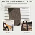 Outsunny 2 Pieces Folding Rattan Garden Dining Chairs with 5-level Reclining High Back, Wood Armrests for Outdoor - Brown - 4