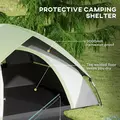 Outsunny Two Man Single Room Dome Tent, with Accessories - Green/Grey - 4