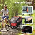 HOMCOM 2 Seat Bike Trailer with 5 Point Harness, Baby Bike Stroller with Safety Flag, Reflectors, for 18+ Months, Red - 8
