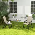 Outsunny Set of Two Folding Outdoor Chairs - Brown/Black - 9