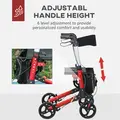 HOMCOM Folding Rollator Walker with 6 Adjustable Handle Height for People with Limited Mobility, Red - 4