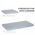 Outsunny 3 PCs Outdoor Seat Cushion for Rattan Furniture, Garden Furniture Cushions, Grey - 4
