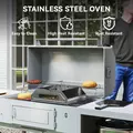 Outsunny 8 in Portable Stainless Steel BBQ Grill Top Pizza Oven with Built-in Thermometer and Viewing Window for Gas and Charcoal BBQ Grills, Includes Carry Handles, Pizza Stone and Peel, Silver Tone - 7
