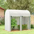 Outsunny 200 x 100cm Walk-In Greenhouse, with Zipped Doors - White - 2