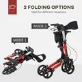 HOMCOM Folding Rollator Walker with 6 Adjustable Handle Height for People with Limited Mobility, Red - 7
