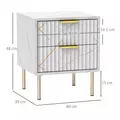 HOMCOM Elegant Two-Drawer Bedside Table - White - 3